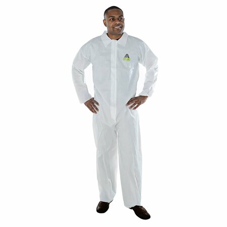 CORDOVA DEFENDER II Microporous Coverall, Open Wrists, Open Ankles, S, 12PK MP100S